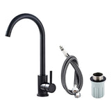 Max Black Staninless Kitchen Sink Faucet 1 Hole & Handle,Swivel Head 9.52mm