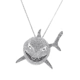 Maxbell Hip Hop Large Shark Pendant Necklace Punk Animal Fashion for Men Women Argent