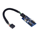 Maxbell 9Pin USB Extension Cable Card 9 Pin 1 to 2 Extension Splitter Cable 0.6m