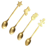 Maxbell 4 Pieces Lovely Christmas Spoons Set Reusable Mixing for Xmas New Year Sugar Aureate