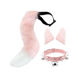 Maxbell Faux Ears and Tail Set Cosplay Costume for Halloween Performance Gift Pink