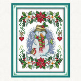 Max New Year Snowman Pattern Stamped Cross Stitch Kit Needlework 11CT 27x37cm