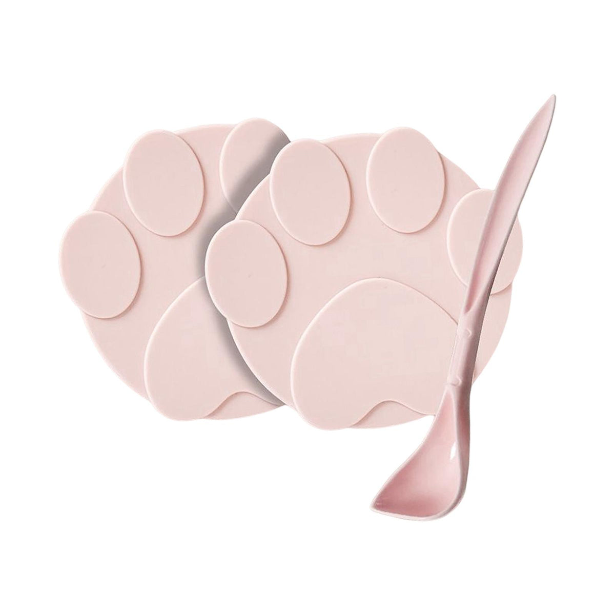 Maxbell 2 Pieces Pet Food Can Lids Silicone Dog Cat Food Can Covers Food Spoon Pink