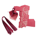 Max 6 Pieces Diamond Shape Candy Boxes Paper Ribbon Gift Case Party Favor Large