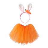 Maxbell Easter Costume Girls Ear Carrot Headband for Birthday Party Photo Props Headband and Skirt