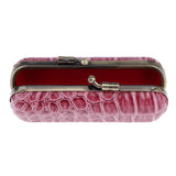 Max Cracked Stone Leather Lipstick Lip Gloss Case Storage Box Holder with Mirror Red Beans