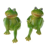Max 1 Pair Resin Frog Ornament Animal Fairy Garden Dollhouse Home Decor Green