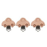 Max 3 Pieces Baby Wooden Metal Pacifier Clips Soother Holder Car 44x45mm