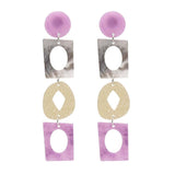 Max Women Acrylic Geometric Bohemian Drop Earrings Studs Dangle Jewelry Purple