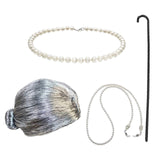 Maxbell Old Lady Wig Costume Set Granny Wig for Women's Halloween Dress Up StyleE