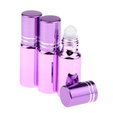 Maxbell 3Pcs Empty Roll on Bottles 5ml Glass Roller Bottle for Perfume Essential Oil Purple