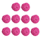 Maxbell 10pcs Wicker Rattan Ball Table Wedding Vase Fillers Hanging Ornament Pink