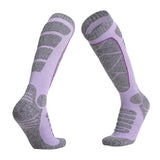 Maxbell Womens Ski Socks Non Slip Cuff Knee High Socks for Camping Skiing Skating Purple