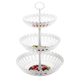 Maxbell Plastic Fruit Plate Cookie Tray Dried Fruit Basket for Wedding Home Decor Three layers