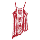 Max Women Crochet Lace Bikini Swimsuit Cover Up Hollow Out Beach Dress Red M