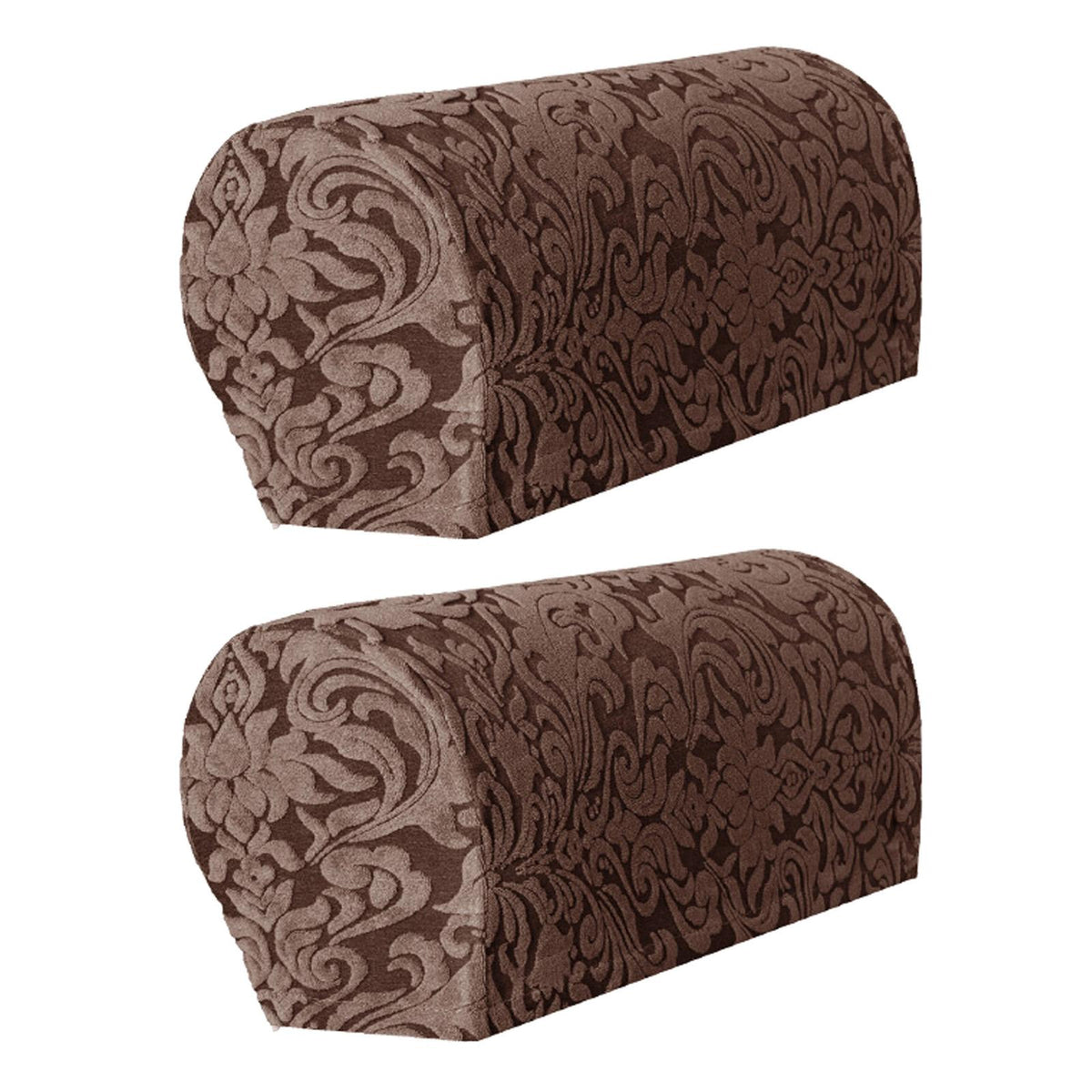 Maxbell High Stretch Sofa Armrest Cover Jacquard Sofa Armchair Slipcovers Dark Brown
