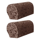 Maxbell High Stretch Sofa Armrest Cover Jacquard Sofa Armchair Slipcovers Dark Brown