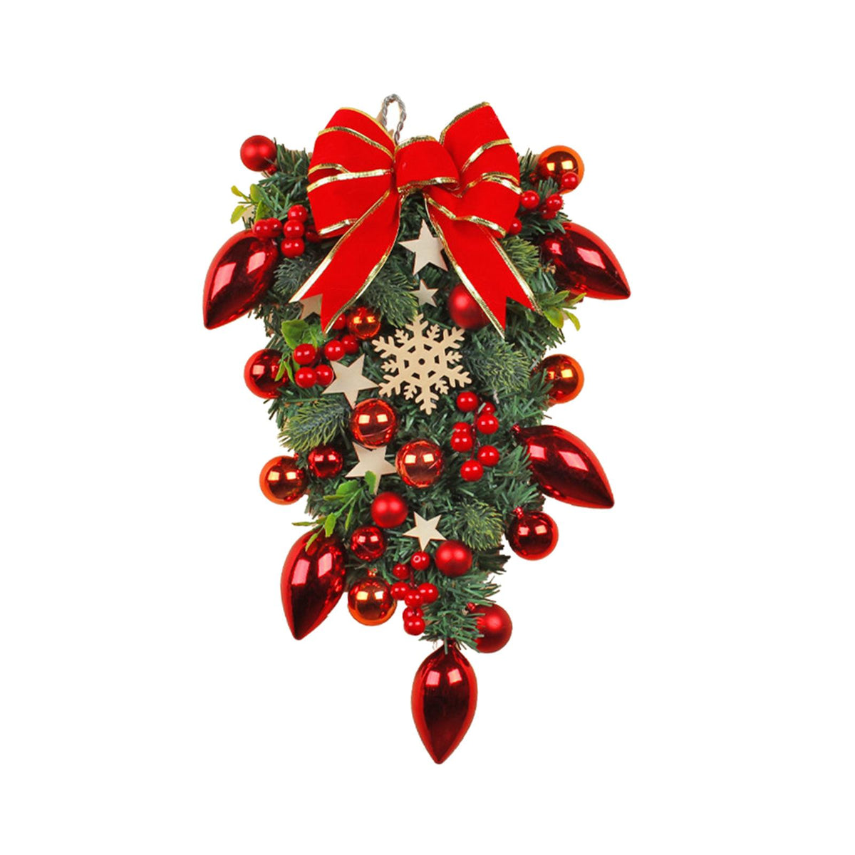 Maxbell Vivid Christmas Tree Wreath Decorative Ball Colorful Hanging Garland Red