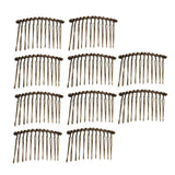 Maxbell 10pcs DIY Blank Metal Hair Clips Side Comb 12 Teeth Hair Accessories Bronze