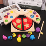 Maxbell Wooden Magnet Ladybug Fishing Geometry Blocks Kids Color Shape Cognition Toy