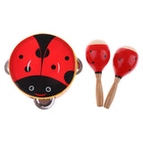 Maxbell 3 Pieces Red Wooden Cartoon Tambourine Musical Instruments Toys Gift for Kids Baby Toddl