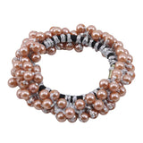 Maxbell Women Hair Rope Hair Scrunchies Beading Hair Ties Head Band Girls Bracelet Coffee