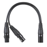 Max 0.3m/1ft XLR Y Splitter 3-Pin Female to Dual Male Mic Microphone Cable Cord