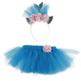 Max Girls Tutu Skirt Dress Mermaid Flower Headband Set Princess Dress Costume M