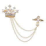 Maxbell Men's Crown Brooch Hanging Chains Lapel Pin for Dress Boyfriend Father Gift Aureate