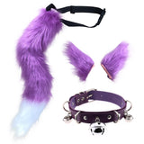 Maxbell Cosplay Costume Set Fur Cat Ears Long Tail for Role Play Masquerade Purple