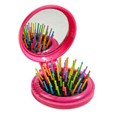 Maxbell Comb with Mirror Round Small Mirror Comb Round Travel Hair Brush with Mirror Pink