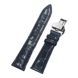 Max Watch Band Deployment Buckle Leather Padded Replacement Strap 18mm Black