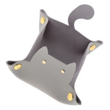 Max Cartoon Cat Key Storage Tray Change Organizer PU Leather Catchall Gray