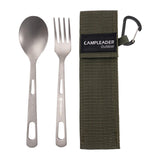 Maxbell Titanium Camping Tableware Durable Ultralight for Backpacking Tableware Fork Spoon Green Bag