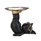 Maxbell Dog Statue Butler with Tray Ornament with Tray for Entry Cabinet Desktop Black