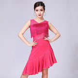 Max Latin Tassel Dance Dress Fringe Stage Performance Costume Dancewear L Pink