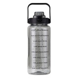 Maxbell Motivational Water Bottle with Carry Handle, Time Marker & Straw Black
