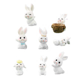 Maxbell 8 Pieces Miniature Rabbit Figures Resin Crafts for Decoration Ornament