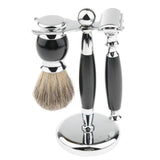 Max 1 Set Safety Shaving Kits Razors Shaving Brush Alloy Stand Holder Black