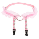 Max Womens Heart Decor Sexy Garters Adjustable Leg Strap Garters Suspenders Pink