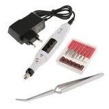Maxbell Nail Repair-Clamp Tweezer Pincher with Mini Electric File Nail Drill EU Plug