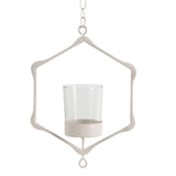 Maxbell Iron Ceiling Chandelier 3D Geometric Candle Holder Hanging Candlestick  A - White