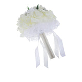 Max Artificial Bridal Bouquet Bride Bridesmaid Flower Bouquet with Pearls White