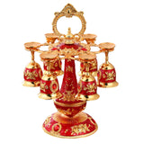 Maxbell Elegant Small Goblets Drinkware Set Retro for Ornament Housewarming Wedding Red
