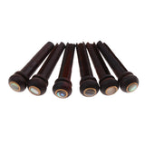 Maxbell 6 Pieces Wood Bridge Pins Shell Dot Inlay for Acoustic Guitar Rosewood