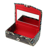 Max Embroidery Jewelry Makeup Lipstick Holder Case with Mirror Black