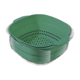 Maxbell Double Layer Drain Basket Vegetable Drain Baskets for Food Vegetables Mixing Dark Green