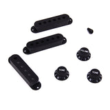 Maxbell Black Guitar Pickup Cover and Knobs Switch Tip Set