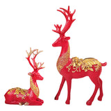 Maxbell Elk Statue Resin Crafts Figurine Sculpture Home Christmas Decors Red