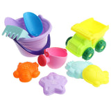 Maxbell 10 Pieces Kids Beach Sand Toy Set Sandbox Castle Mold Children's Gift - Pink
